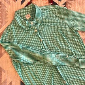 J Crew Seafoam Gingham Perfect Button-down